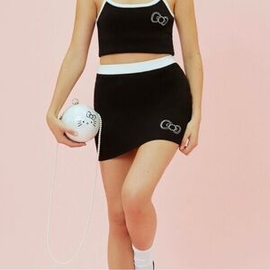 Hello Kitty Skirt Mini Knit Sweater Black Bow Sanrio rhinestone NEW SMALL S